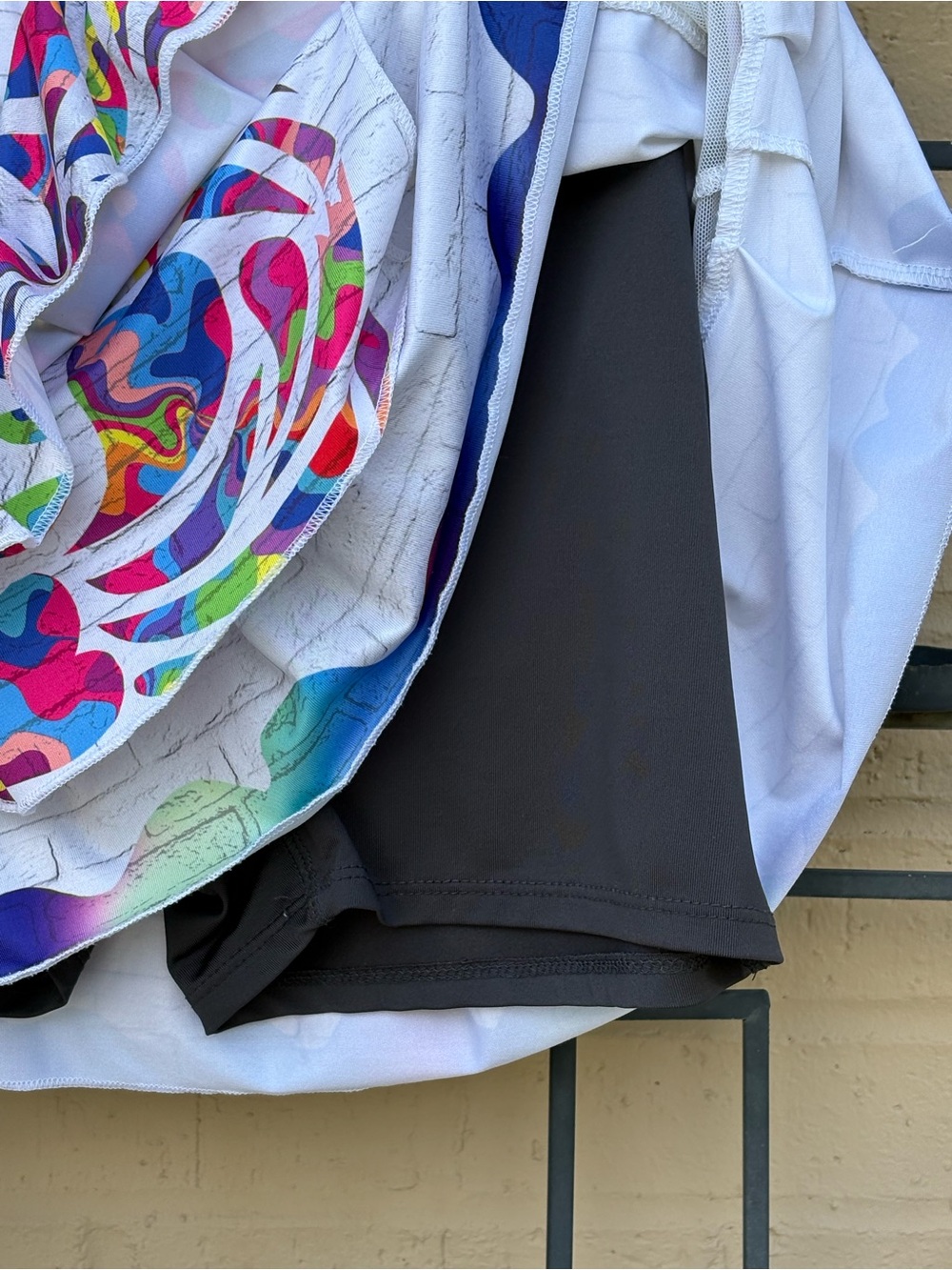 Lucky in Love White Mini Skirt with Multicolor Swirl  Layers - Picture 3 of 4